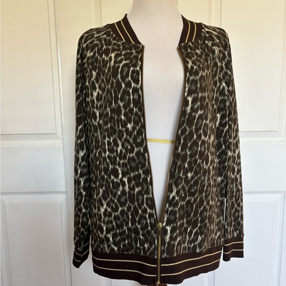 Lisa Rinna Collection Animal Print Bomber Jacket - Picture 3 of 6